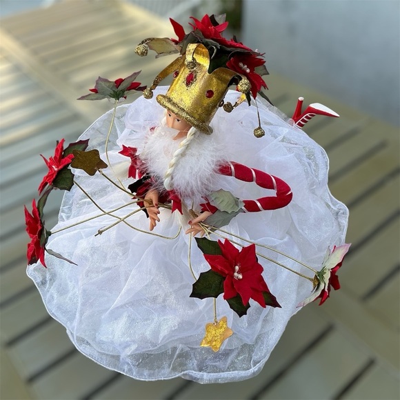 Dept 56 Krinkles Patience Brewster Poinsettia Fairy Queen Christmas Tree Topper - Picture 2 of 15
